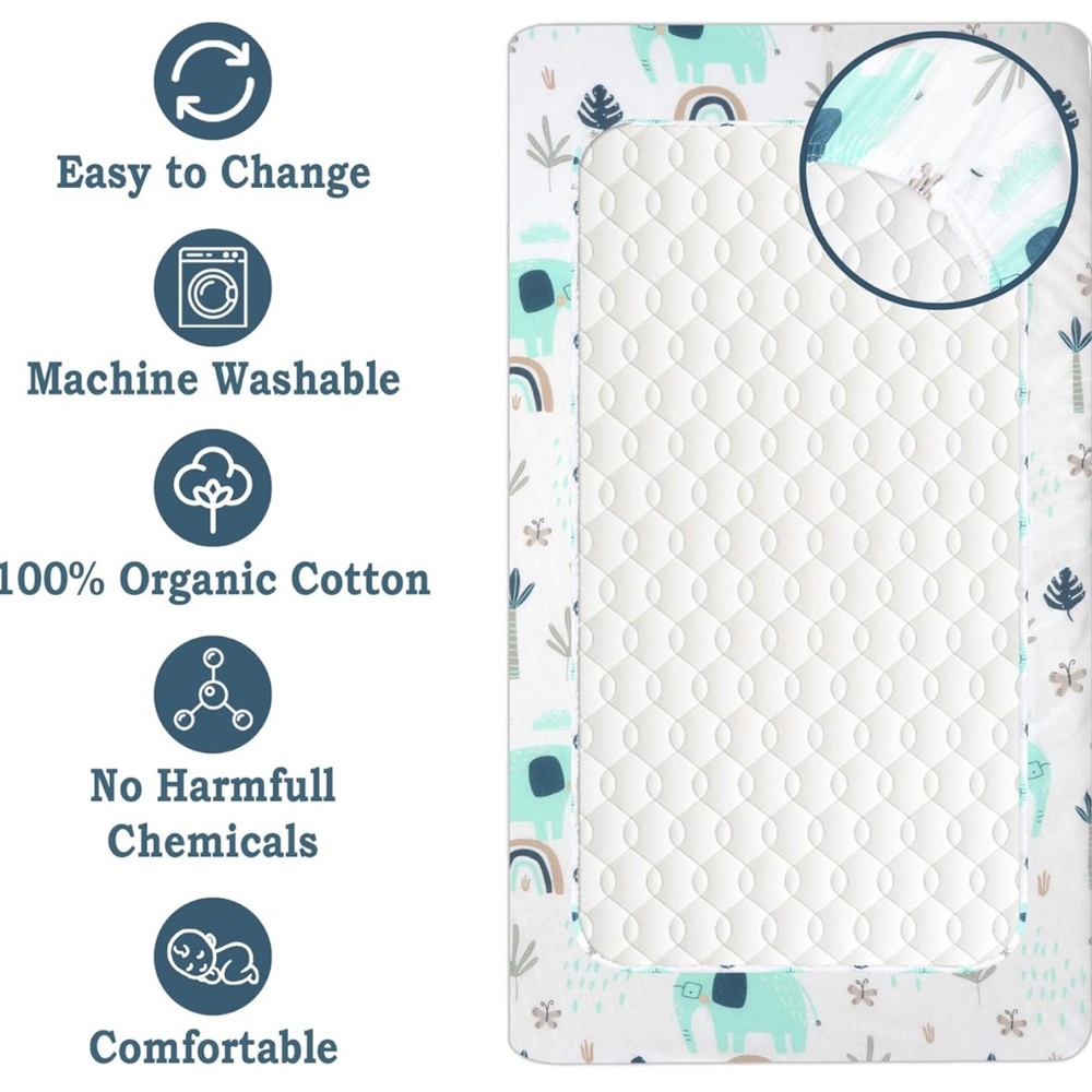 ✨BNWT - Lilly B. Organic Cotton 2in1 Pack of 2 Waterproof Sheets - Jungle✨ - Picture 4 of 9